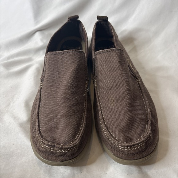 Crocs Walu Slip On Men 12 Canvas Brown Loafer Comfort Casual Shoes Beach Coastal main image 5